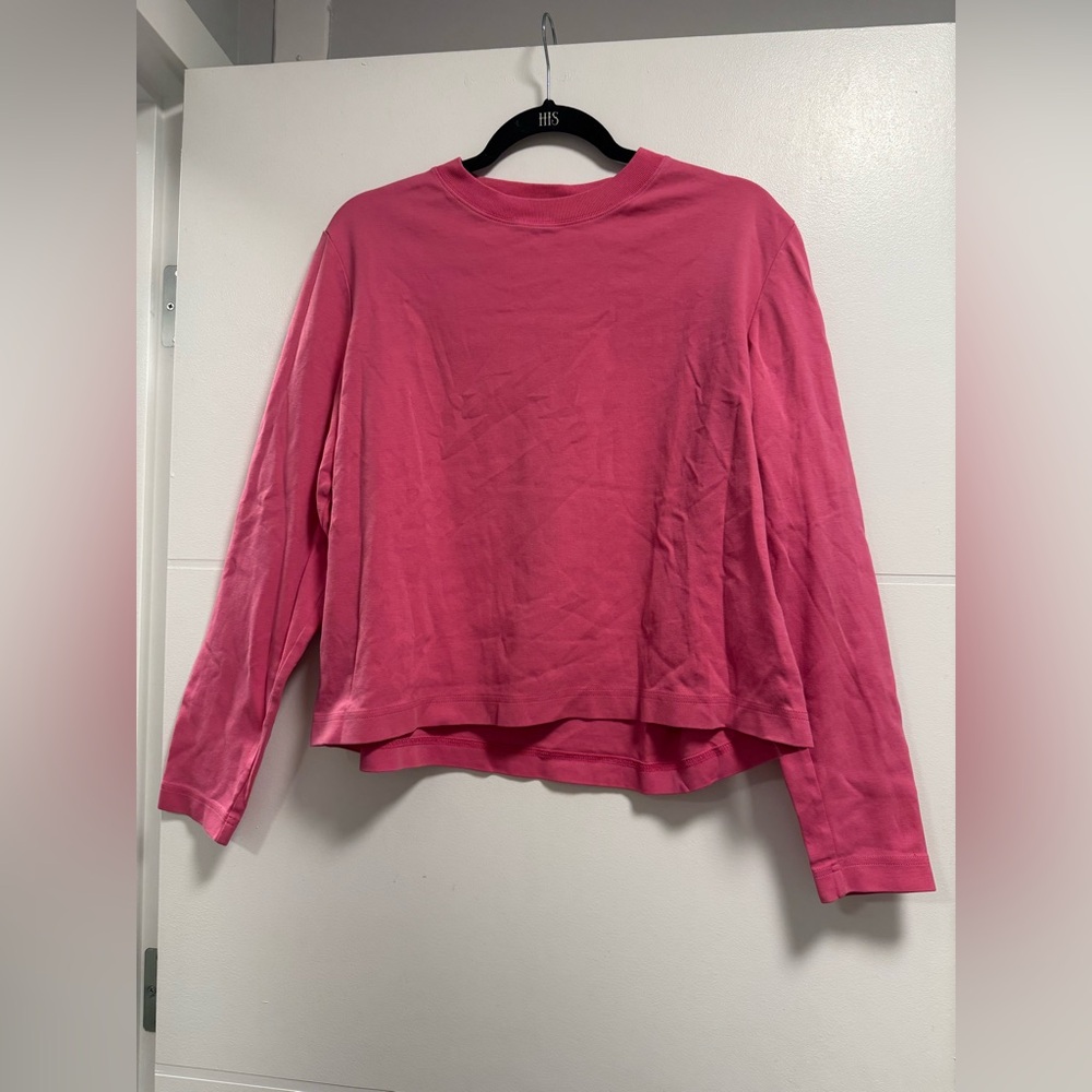 COS - Bright Pink Long Sleeve Cotton Top – Women’s Large - Picture 1 of 4